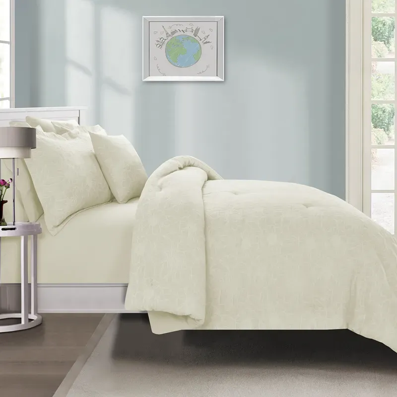 Nova Home Matelasse Floral Cotton Jacquard Comforter Set - King & Super King - 7 Pcs - Ivory product thumbnail 3