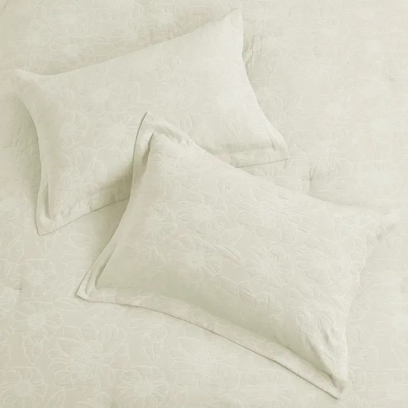Nova Home Matelasse Floral Cotton Jacquard Comforter Set - King & Super King - 7 Pcs - Ivory product thumbnail 5