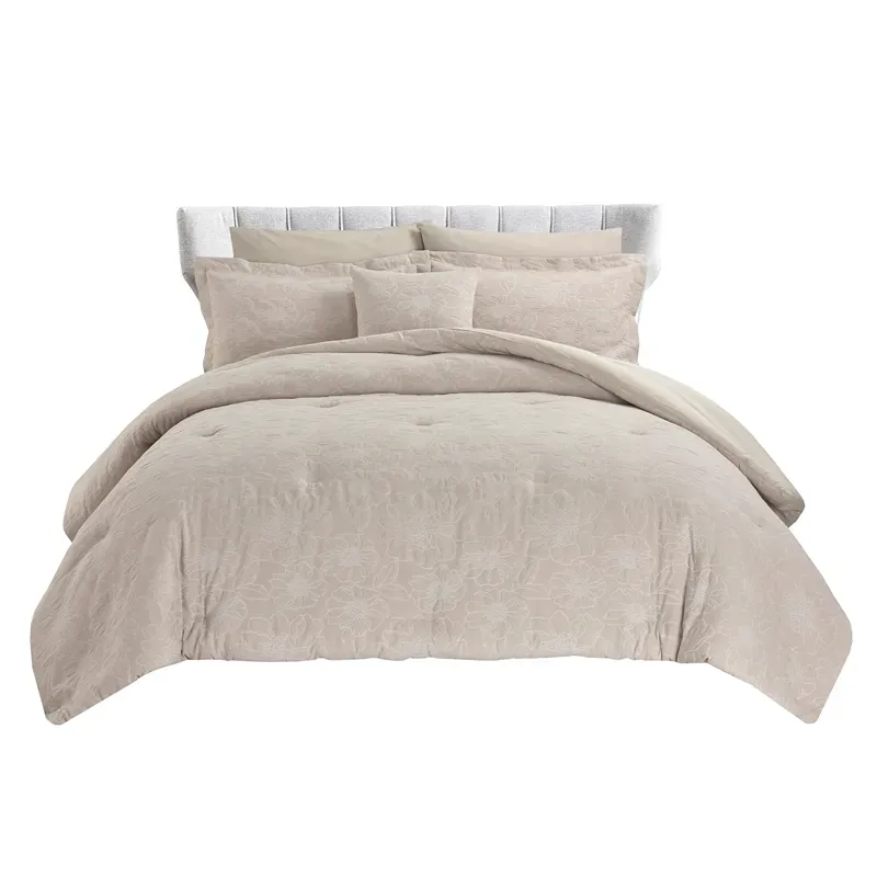 Nova Home Matelasse Floral Cotton Jacquard Comforter Set - King & Super King - 7 Pcs - Taupe product thumbnail 10
