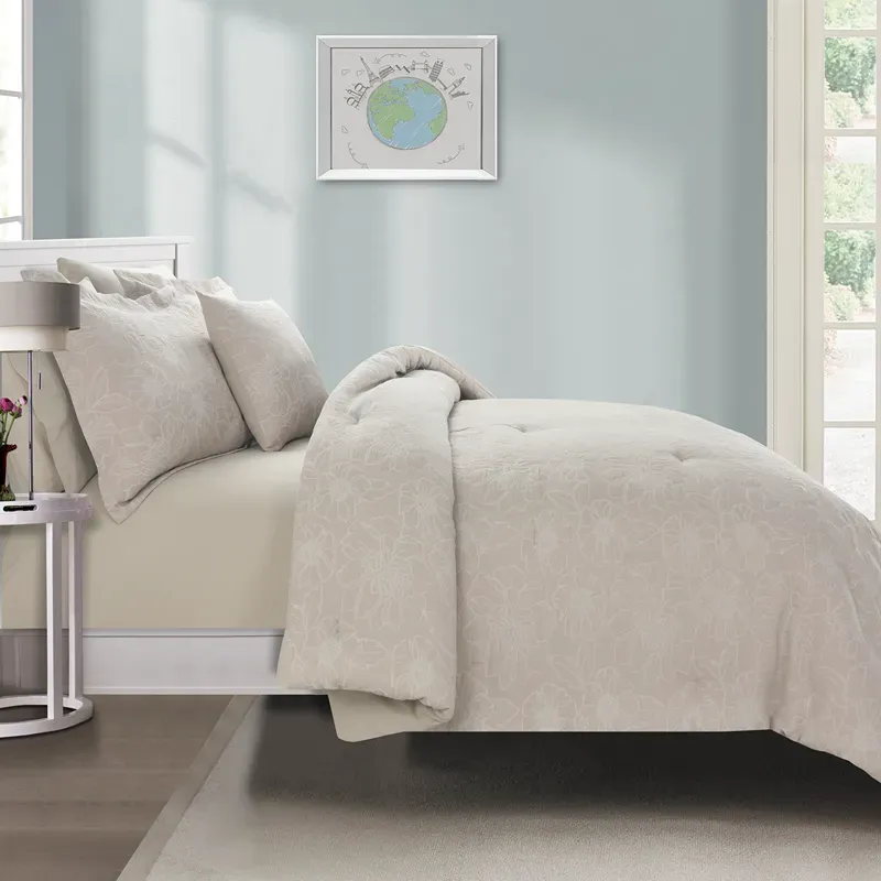 Nova Home Matelasse Floral Cotton Jacquard Comforter Set - King & Super King - 7 Pcs - Taupe product thumbnail 3