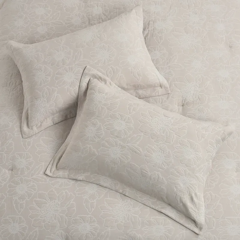 Nova Home Matelasse Floral Cotton Jacquard Comforter Set - King & Super King - 7 Pcs - Taupe product thumbnail 5
