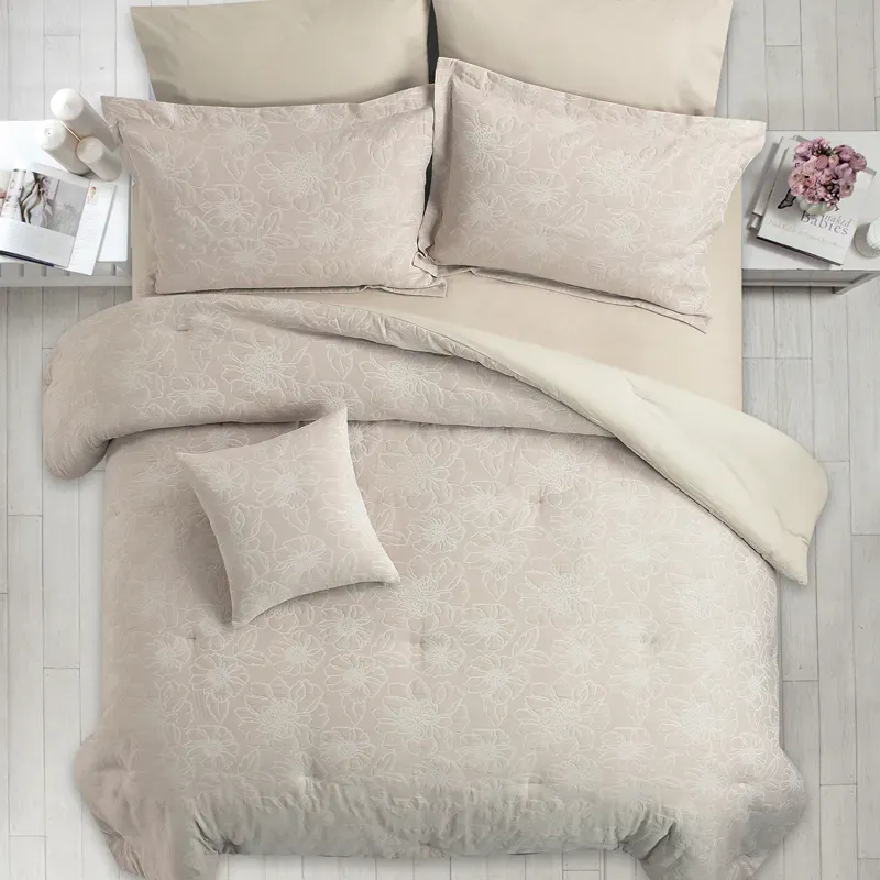 Nova Home Matelasse Floral Cotton Jacquard Comforter Set - King & Super King - 7 Pcs - Taupe product thumbnail 6