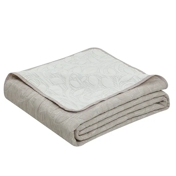 Nova Home Petal Poly Cotton Jaquard Reversible Bed Spread Set - 2Pcs - Single & Twin - Beige product thumbnail 5