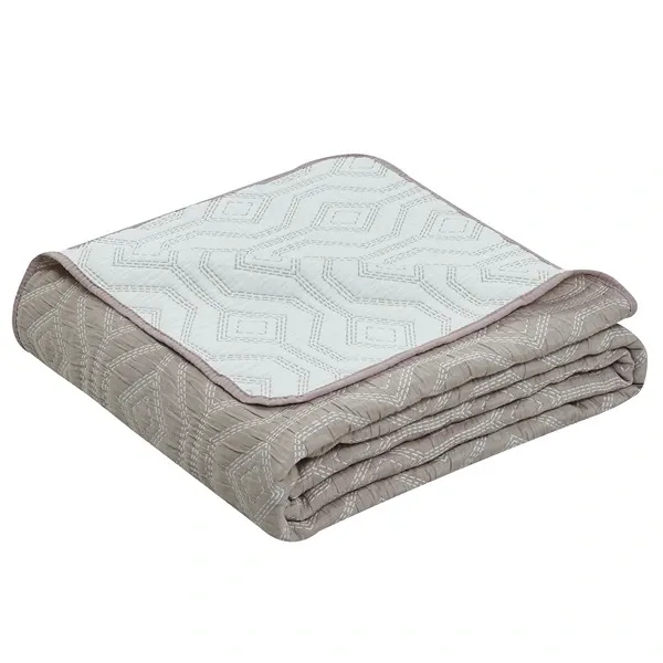 Nova Home Prismo Poly Cotton Jaquard Reversible Bed Spread Set - 3Pcs - King & Super King - Brown product thumbnail 5