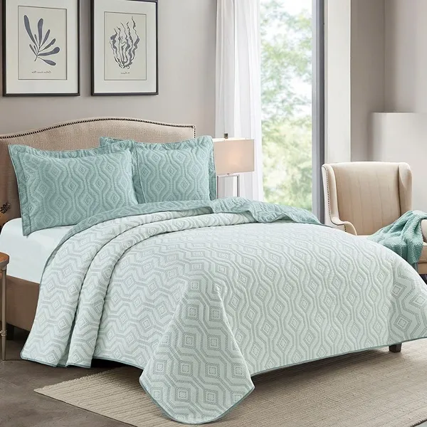 Nova Home Prismo Poly Cotton Jaquard Reversible Bed Spread Set - 2Pcs - Single & Twin - Jade product thumbnail 2