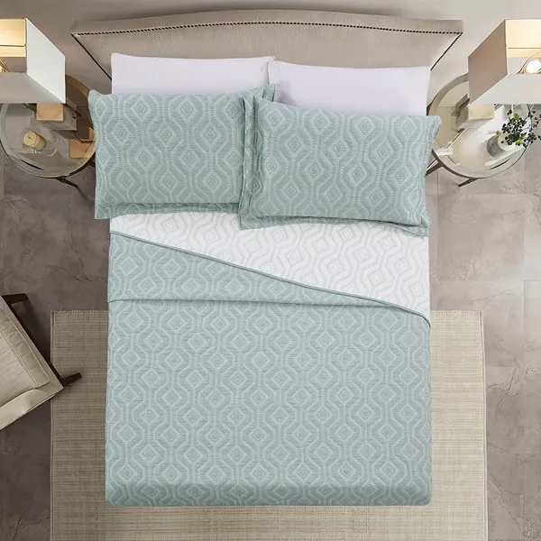 Nova Home Prismo Poly Cotton Jaquard Reversible Bed Spread Set - 2Pcs - Single & Twin - Jade product thumbnail 5