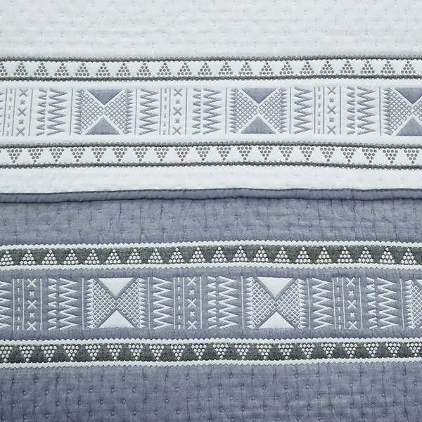 Nova Home Facetique Poly Cotton Jaquard Reversible Bed Spread Set - 3Pcs - King & Super King - Blue product thumbnail 5