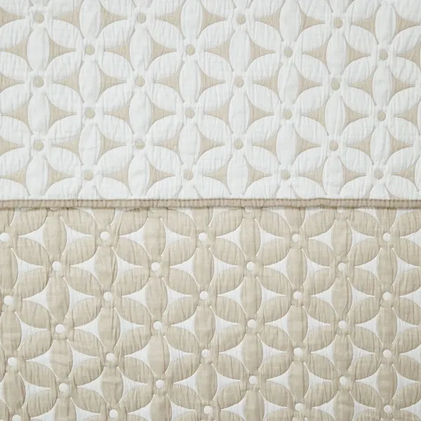 Nova Home Rosetex Poly Cotton Jaquard Reversible Bed Spread Set - 2Pcs - Single & Twin - Beige product thumbnail 5