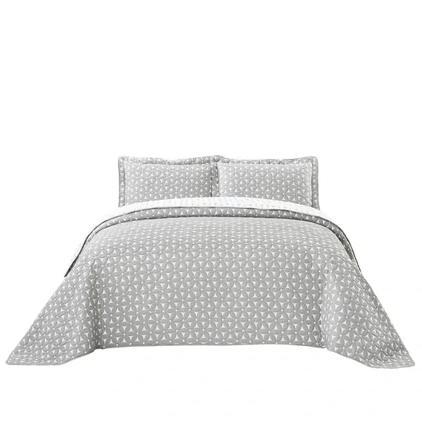 Nova Home Rosetex Poly Cotton Jaquard Reversible Bed Spread Set - 2Pcs - Single & Twin - Grey product thumbnail 5