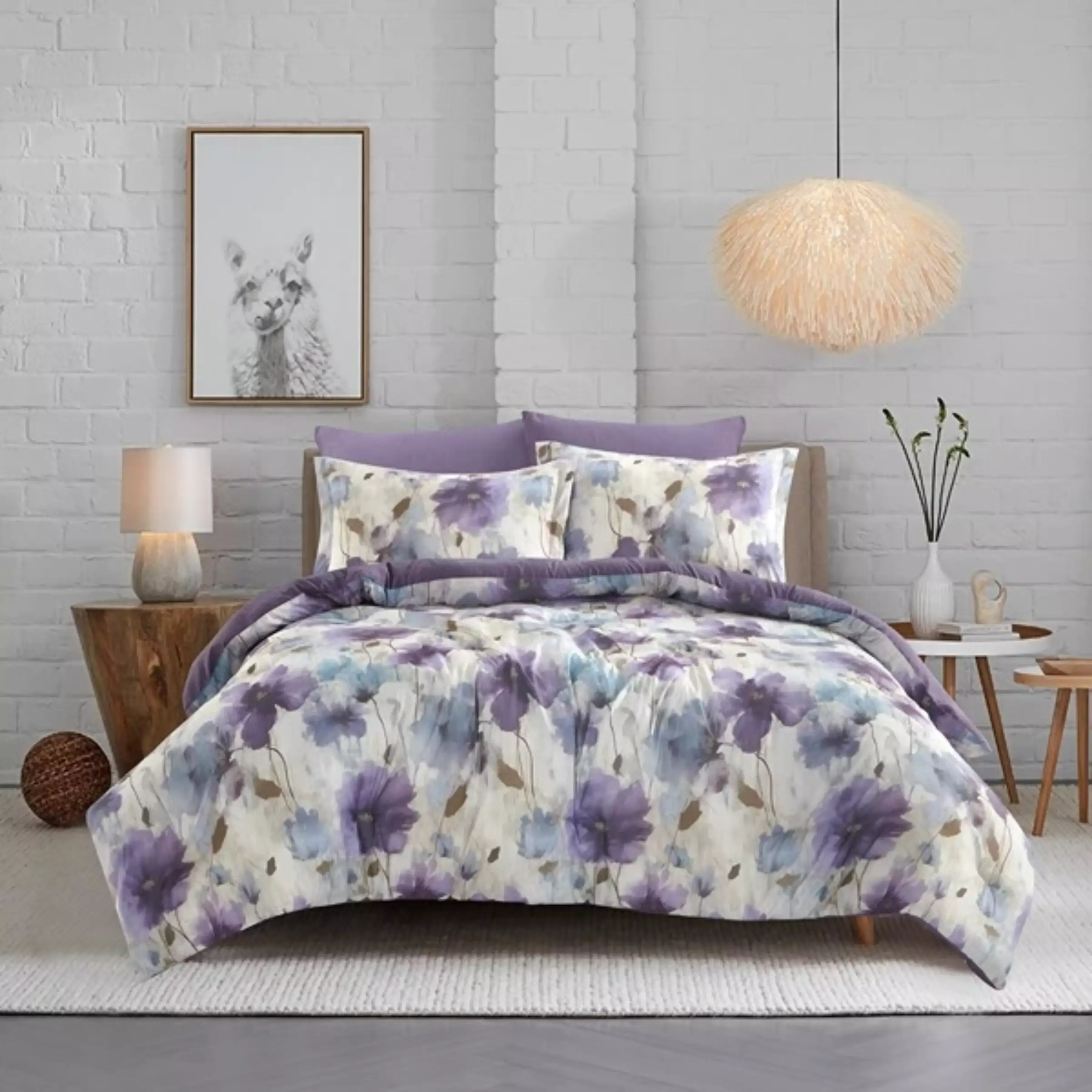 Nova Home Amore Printed Microfiber Comforter Set - Purple (Available In Sizes) product thumbnail 2