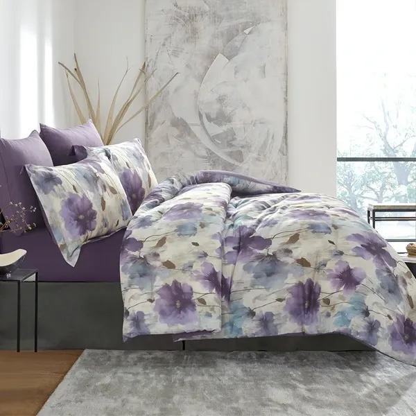 Nova Home Amore Printed Microfiber Comforter Set - 4 Pcs - Single & Twin - Purple product thumbnail 3