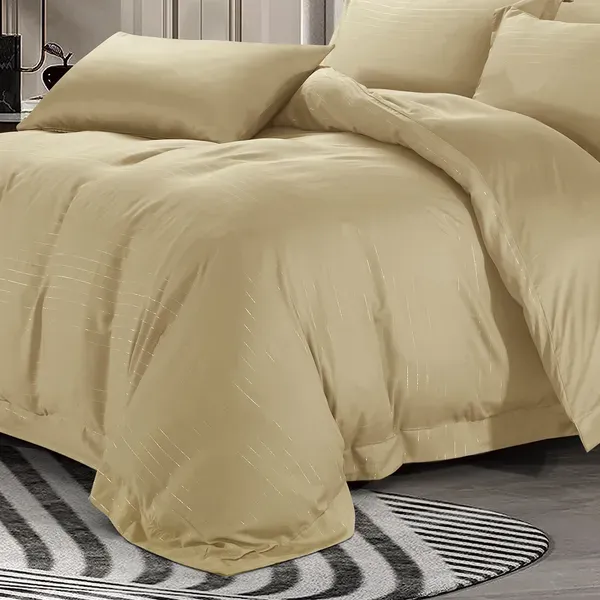 Nova Lyocell Tencel Duvet Cover Set - 6 Pcs - King & Super King - Gold product thumbnail 2