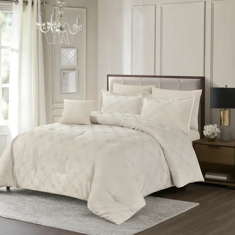 Nova Home Baroque Jacquard Comforter Set - King & Super King - 7 Pcs - Sand product thumbnail 2