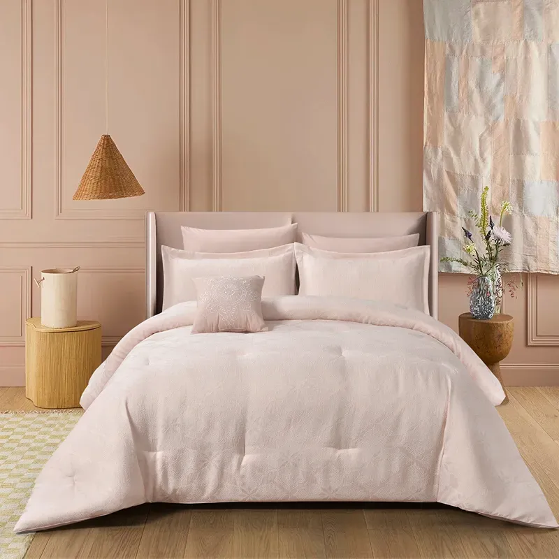 Nova Home Baroque Jacquard Comforter Set - King & Super King - 7 Pcs - Rose product thumbnail 3