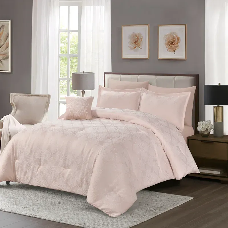 Nova Home Baroque Jacquard Comforter Set - King & Super King - 7 Pcs - Rose product thumbnail 2