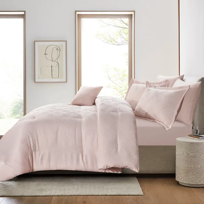 Nova Home Baroque Jacquard Comforter Set - King & Super King - 7 Pcs - Rose product thumbnail 4