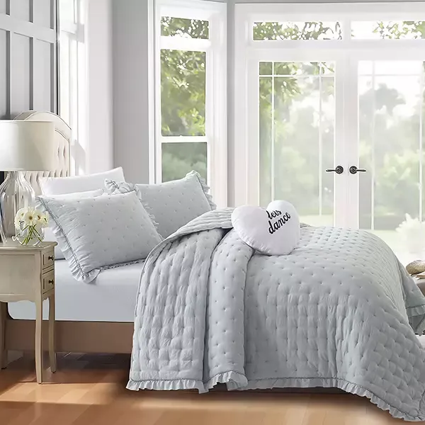 Nova Home "Mabel" Quilted Embroidery Kid's Comforter Set - Queen - 5 Pcs - Grey product thumbnail 3