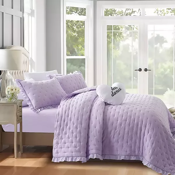 Nova Home "Mabel" Quilted Embroidery Kid's Comforter Set - Queen - 5 Pcs - Lilac product thumbnail 3