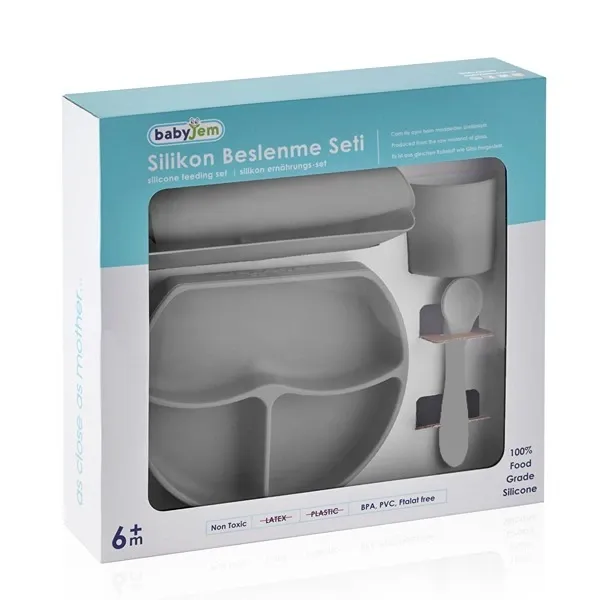 Babyjem Silicon Feeding Set - Grey product thumbnail 4