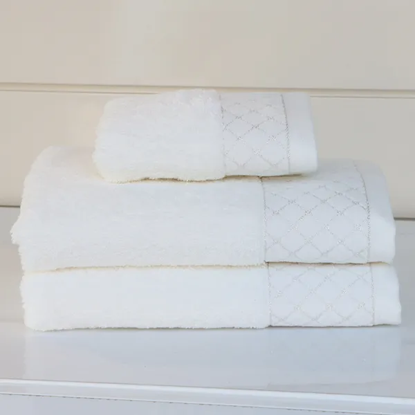 Nova Home Paragon Jacquard with Silver Details Towel - 100% Cotton - White (Available In Sizes) product thumbnail 2