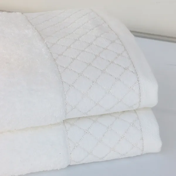 Nova Home Paragon Jacquard with Silver Details Towel - 100% Cotton - White (Available In Sizes) product thumbnail 3