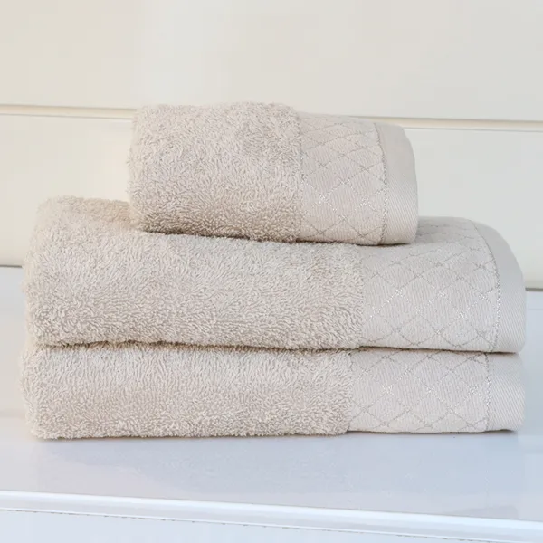 Nova Home Paragon Jacquard with Silver Details Towel - 100% Cotton - Beige (Available In Sizes) product thumbnail 2