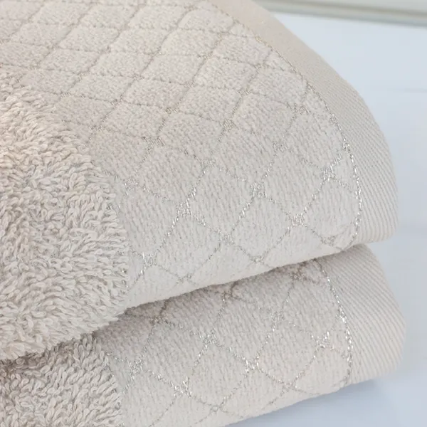Nova Home Paragon Jacquard with Silver Details Towel - 100% Cotton - Beige (Available In Sizes) product thumbnail 3