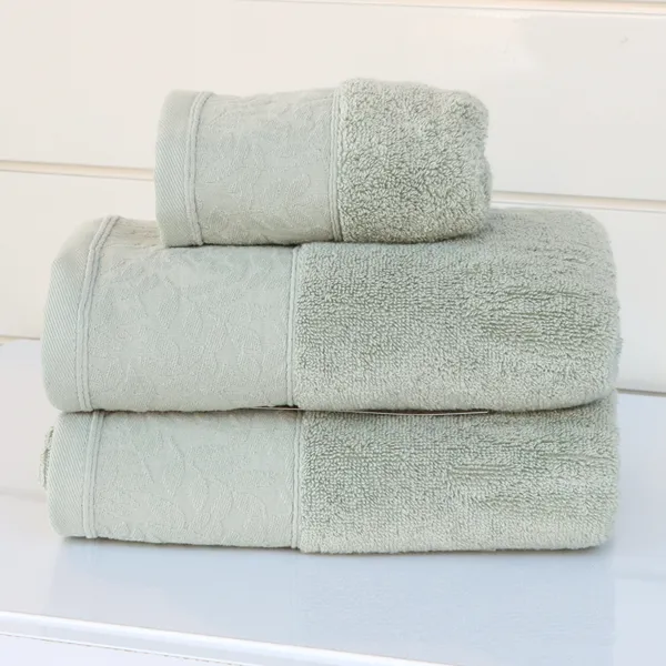 Nova Home Enigma Jacquard Towel with Leafs Details - 100% Cotton - 50x90 Cm - Light Grey product thumbnail 2
