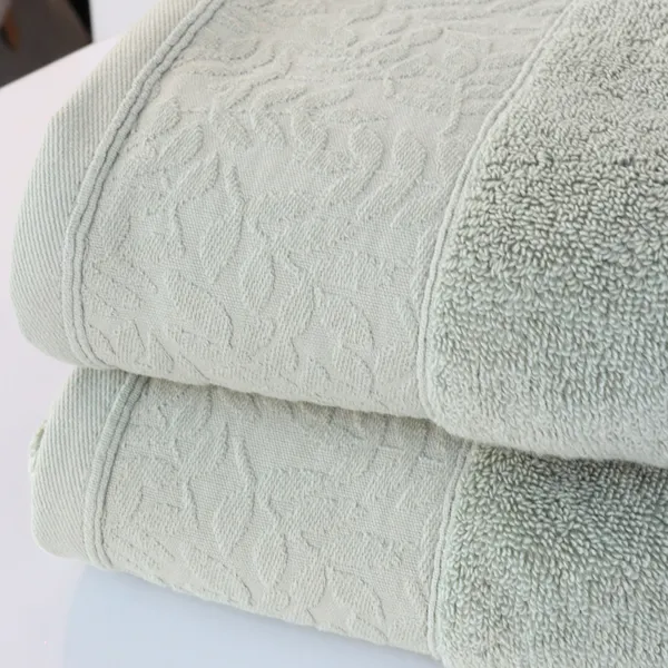 Nova Home Enigma Jacquard Towel with Leafs Details - 100% Cotton - 50x90 Cm - Light Grey product thumbnail 3