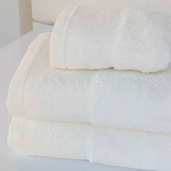 Nova Home Enigma Jacquard Towel with Leafs Details - 100% Cotton - 50x90 Cm - Cream product thumbnail 3