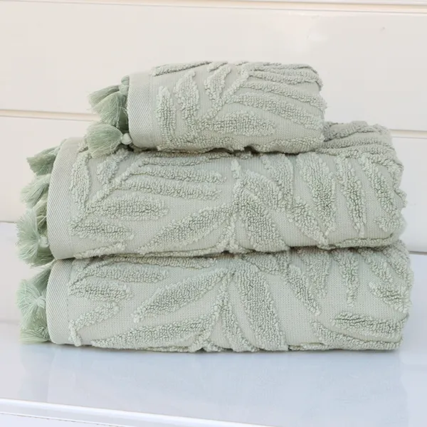 Nova Home Infinite Jacquard Towel with 3D Texture - 100% Cotton - 50x90 Cm - Light Green product thumbnail 2