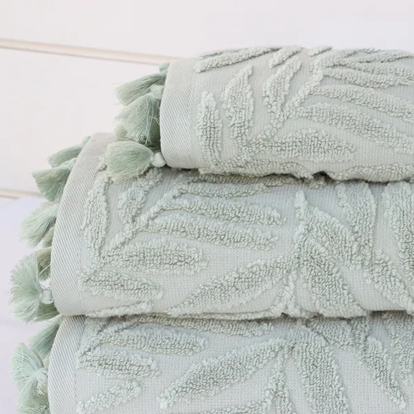 Nova Home Infinite Jacquard Towel with 3D Texture - 100% Cotton - 50x90 Cm - Light Green product thumbnail 3