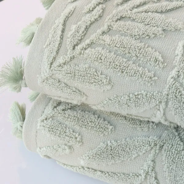 Nova Home Infinite Jacquard Towel with 3D Texture - 100% Cotton - 50x90 Cm - Light Green product thumbnail 4