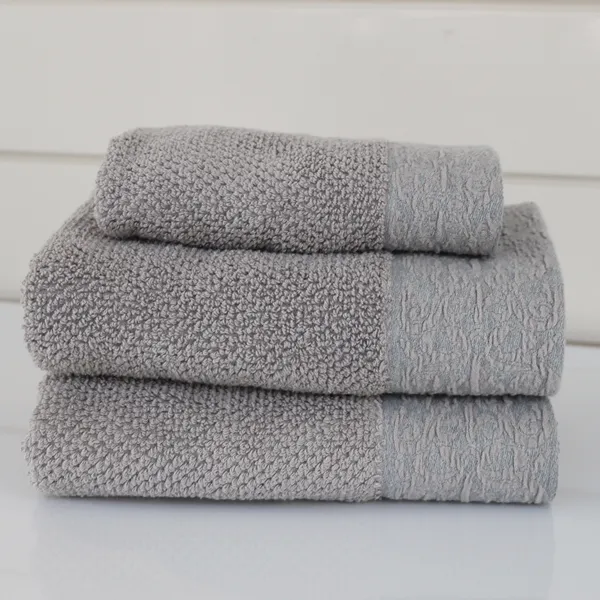 Nova Home Minto Jacquard Embroidered Towel - 100% Cotton - Grey (Available In Sizes) product thumbnail 2