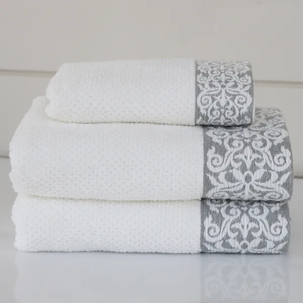 Nova Home Minto Jacquard Embroidered Towel - 100% Cotton - 50x90 Cm - White product thumbnail 2