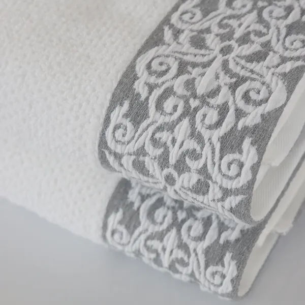 Nova Home Minto Jacquard Embroidered Towel - 100% Cotton - 50x90 Cm - White product thumbnail 3