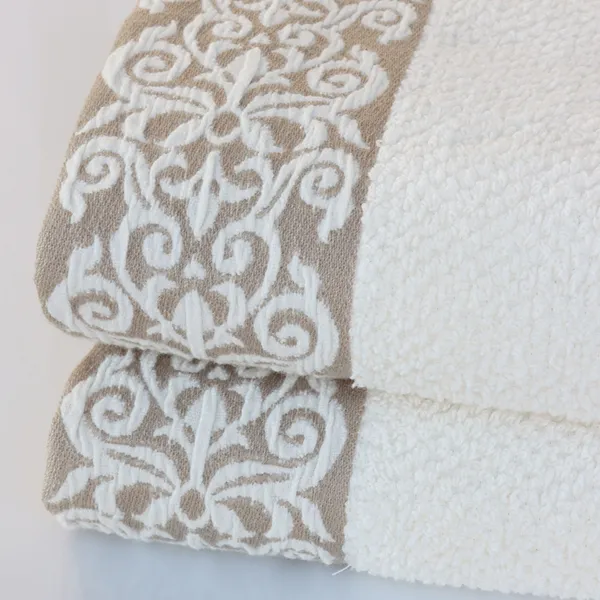 Nova Home Minto Jacquard Embroidered Towel - 100% Cotton - 50x90 Cm - Cream product thumbnail 4
