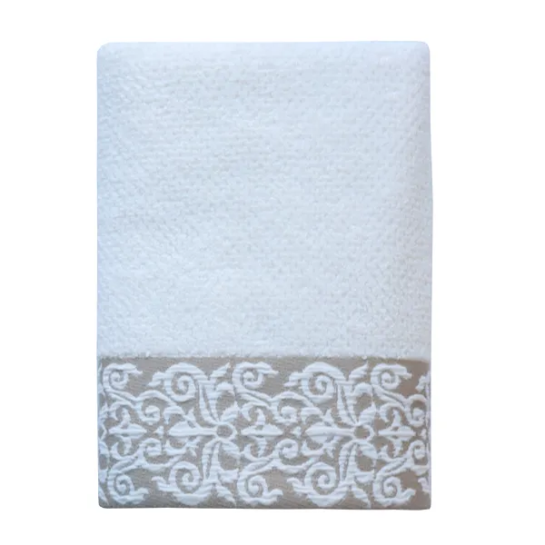 Nova Home Minto Jacquard Embroidered Towel - 100% Cotton - 50x90 Cm - Cream product thumbnail 4