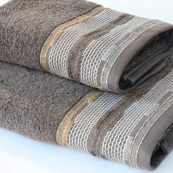 Nova Home Luster Jacquard Embroidered Towel with Silver Details - 100% Cotton - 50x90 Cm - Brown product thumbnail 3