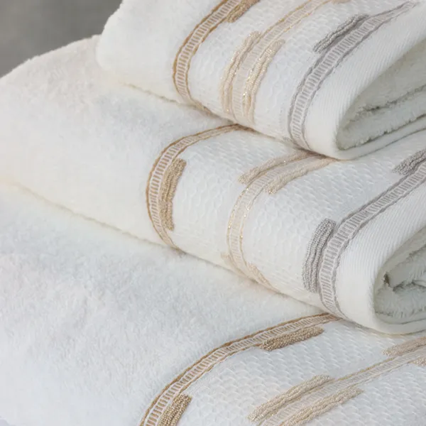 Nova Home Luster Jacquard Embroidered Towel with Silver Details - 100% Cotton - 50x90 Cm - Cream product thumbnail 4