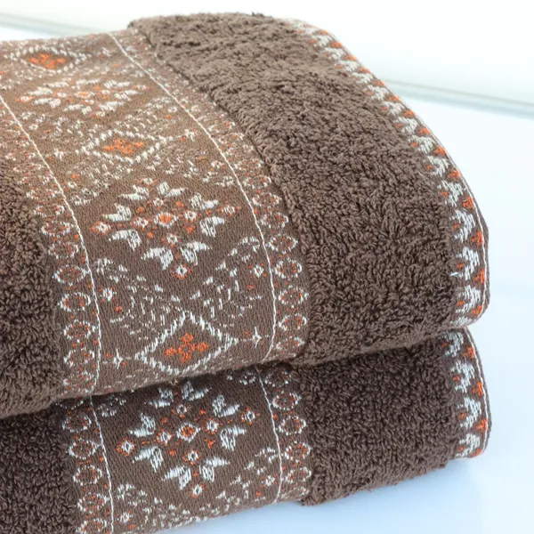 Nova Home Auric Jacquard Embroidered Towel - 100% Cotton - 30x50 Cm - Brown product thumbnail 3