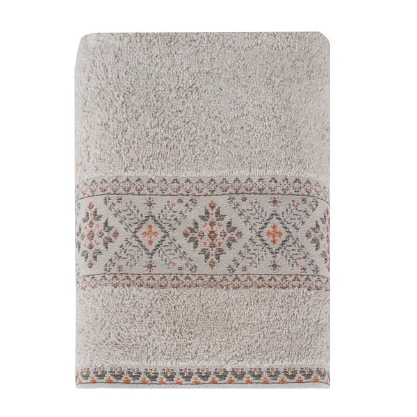 Nova Home Auric Jacquard Embroidered Towel - 100% Cotton - Beige (Available In Sizes) product thumbnail 4