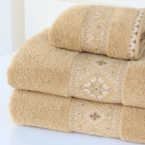 Nova Home Auric Jacquard Embroidered Towel - 100% Cotton - 50x90 Cm - Mustard product thumbnail 3