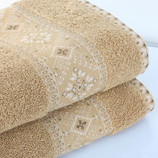 Nova Home Auric Jacquard Embroidered Towel - 100% Cotton - 50x90 Cm - Mustard product thumbnail 4