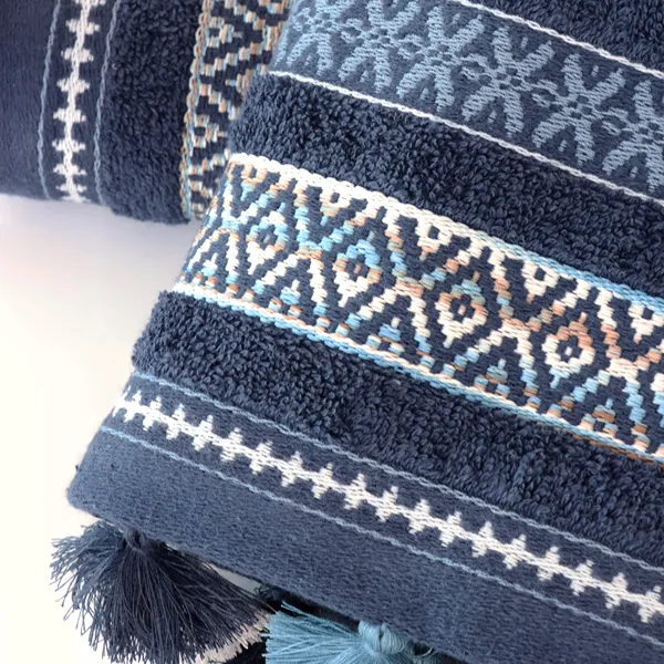 Nova Home Echo Jacquard Embroidered Towel - 100% Cotton - 50x90 Cm - Navy product thumbnail 3