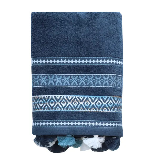 Nova Home Echo Jacquard Embroidered Towel - 100% Cotton - Navy (Available In Sizes) product thumbnail 4