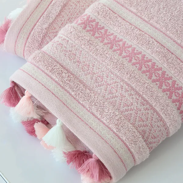 Nova Home Echo Jacquard Embroidered Towel - 100% Cotton - 50x90 Cm - Rose product thumbnail 3