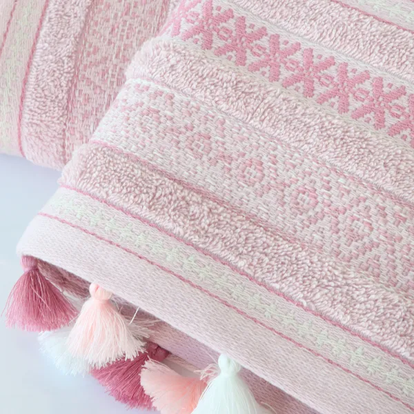 Nova Home Echo Jacquard Embroidered Towel - 100% Cotton - 50x90 Cm - Rose product thumbnail 4