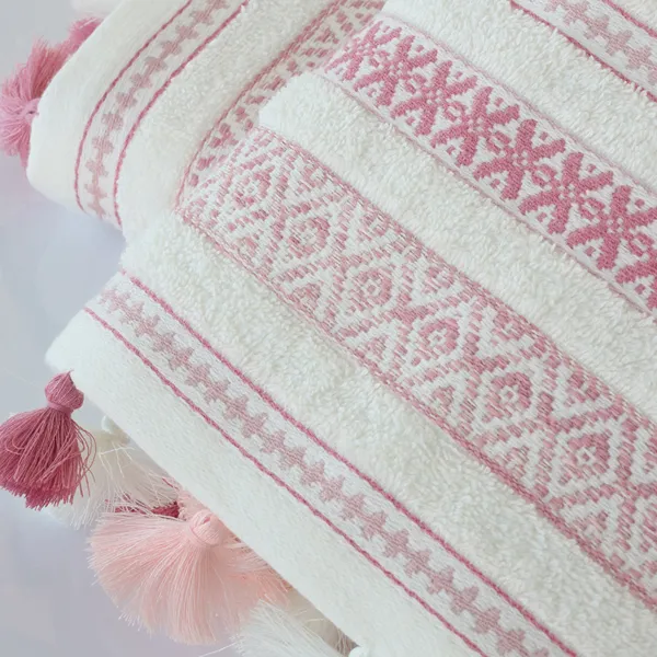 Nova Home Echo Jacquard Embroidered Towel - 100% Cotton - 50x90 Cm - Cream product thumbnail 3