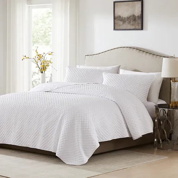 Nova Home Vivid Jaquard Bed Spread Set - 3Pcs - King & Super King - White product thumbnail 2